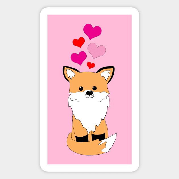 Fox With Hearts Magnet by alisadesigns